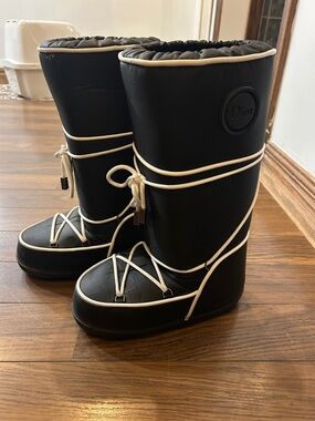 Dior Black Boots with White Trim